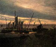 Caspar David Friedrich Schiffe im Hafen am Abend (Nach Sonnenuntergang) oil painting